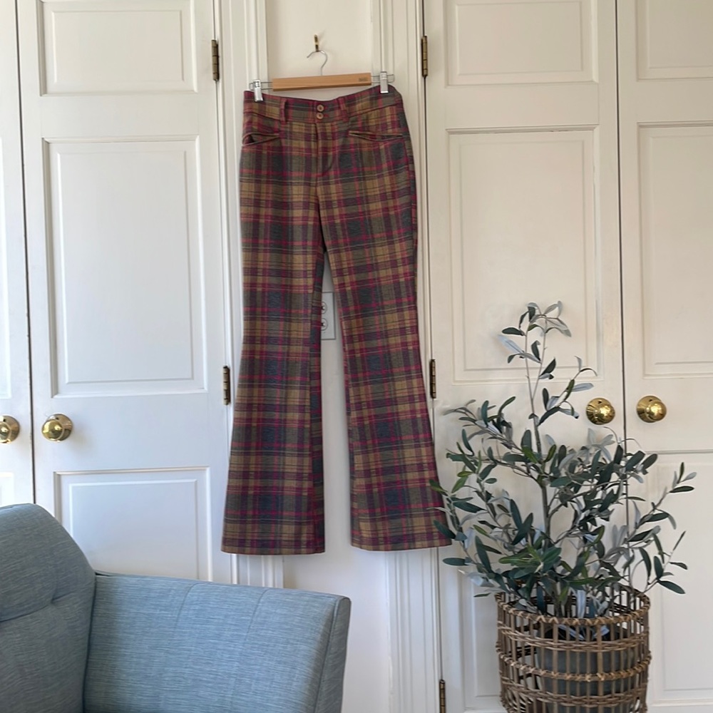 Plaid Anthropologie pants With Slight Flair